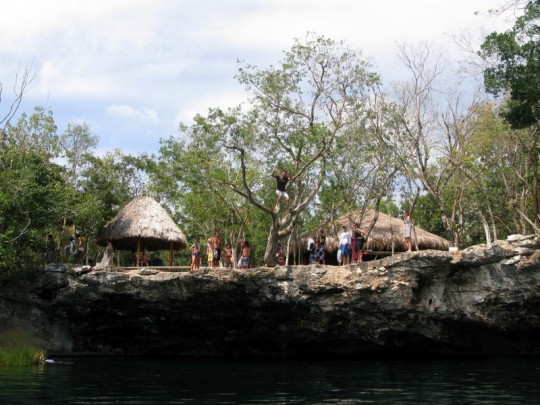 Cenote cliff jumping