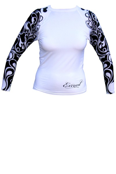 Exceed Ease White Womens Long Sleeve Rash Guard